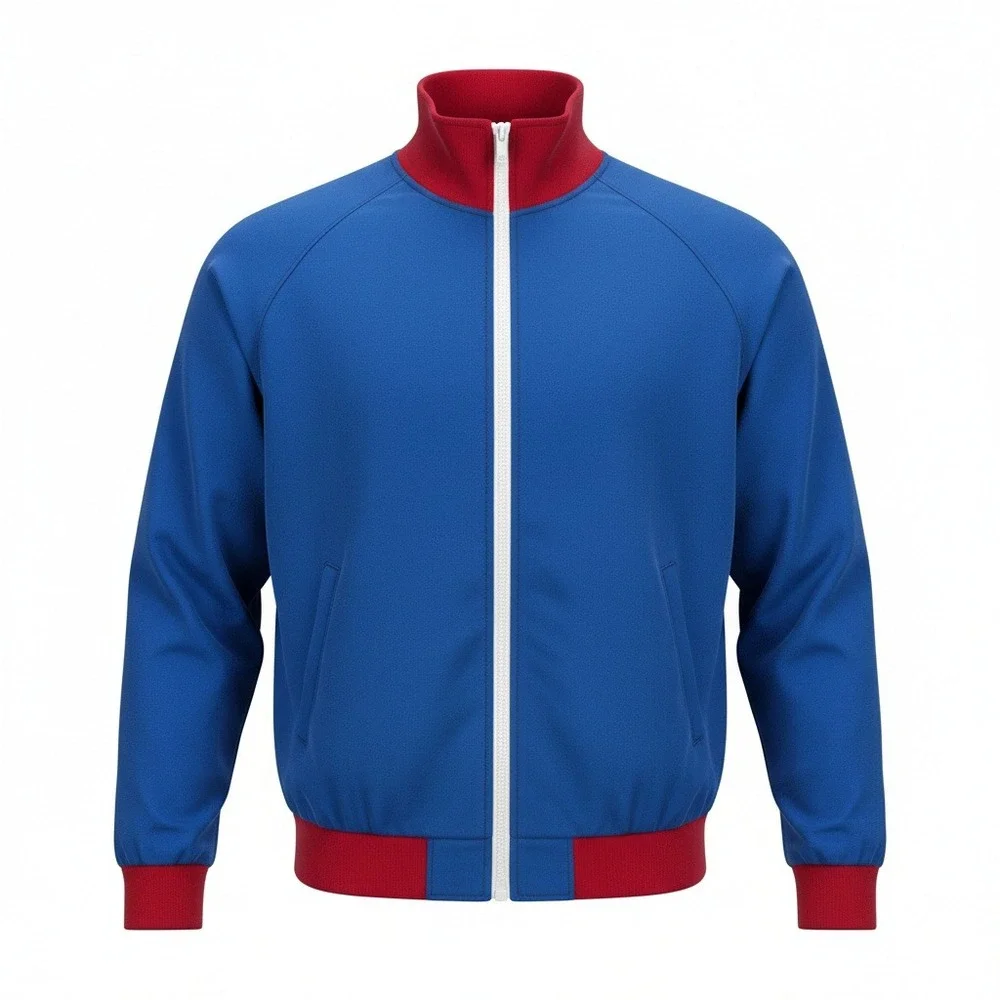 Blue Red Union Jack‎ Track Jacket Full Zip Mens Size L Made in USA VTG Full Zip
